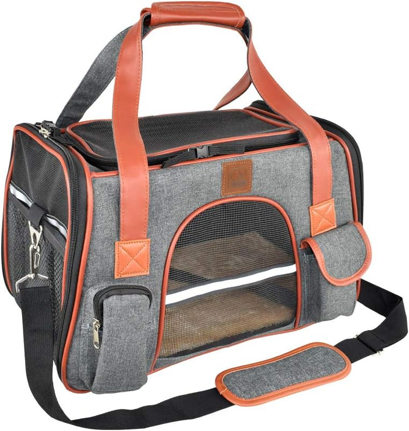 Pet Carrier for Cats and Small Dogs Airline Approved Soft Sided Carrier，Ventilated Pet Travel Carrier，Car Seat Safe Carrier